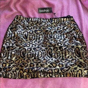 Gemma Collins Leopard Print Sequin Skirt